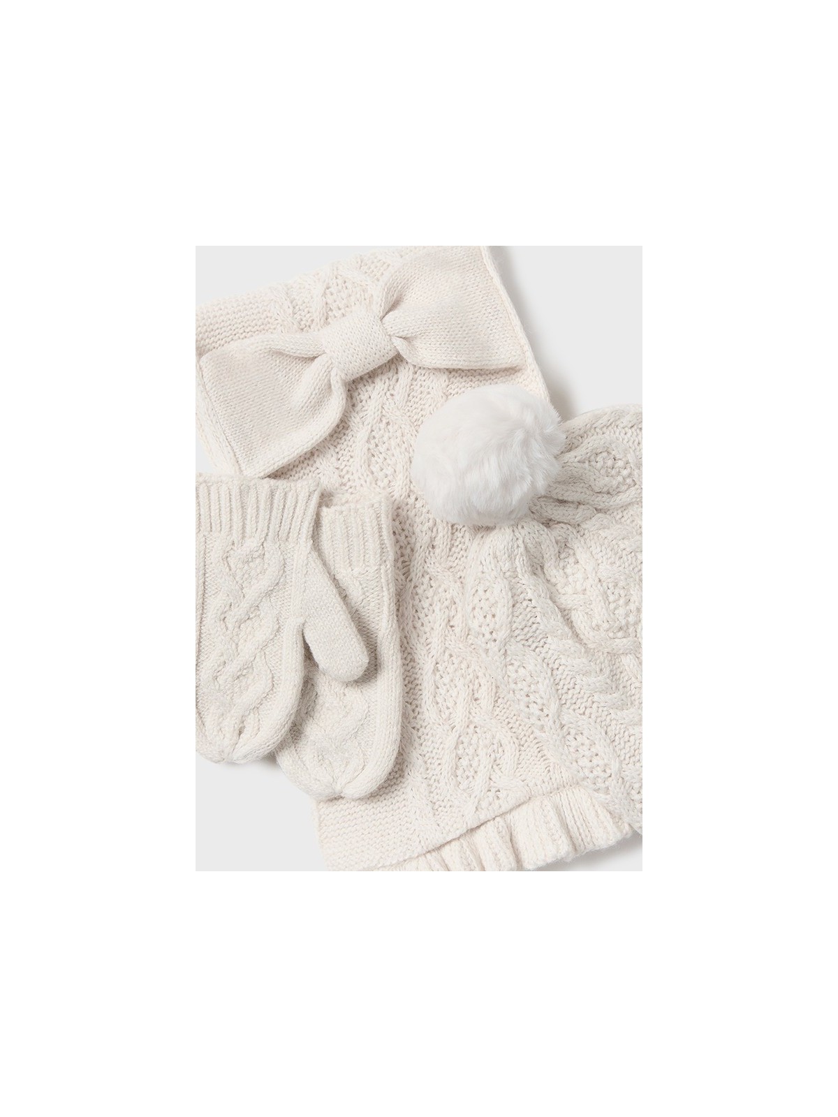 MAYORAL KOMPLET CZAPKA SZAL RĘKAWICZKI KREM 10016/44