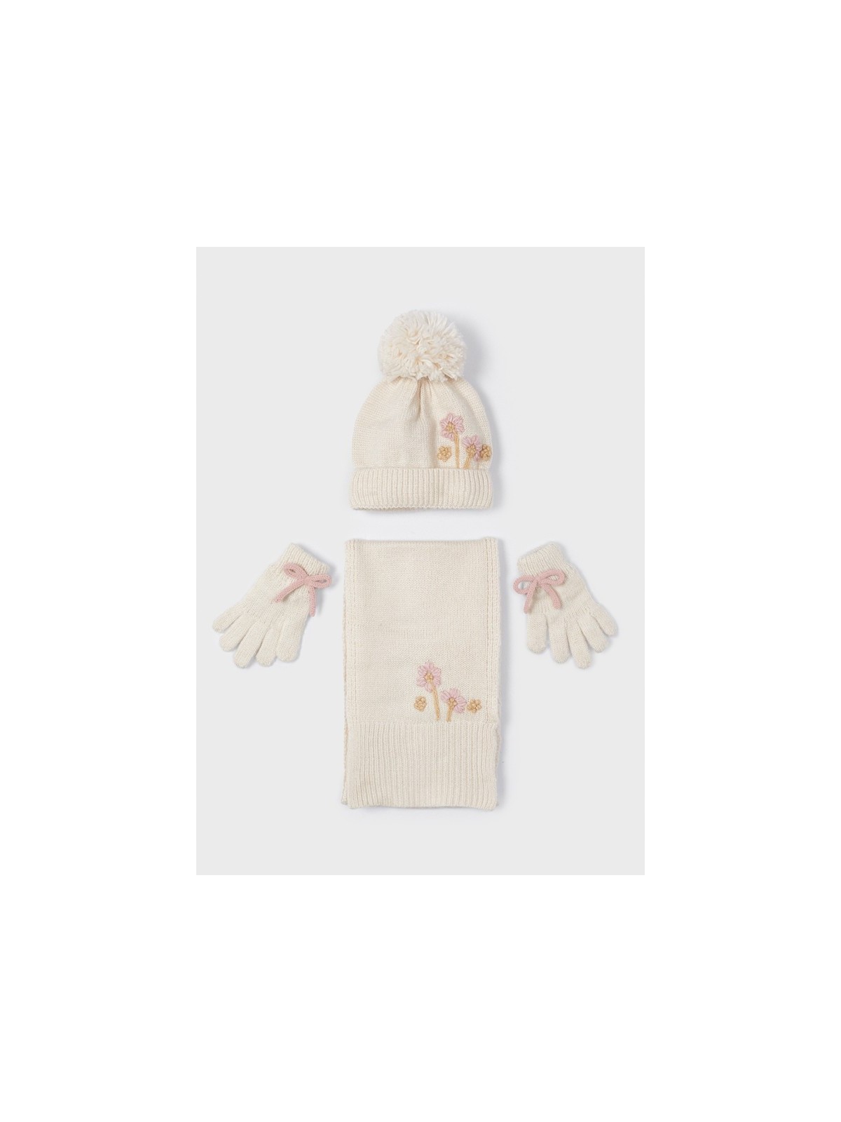 MAYORAL KOMPLET CZAPKA SZAL RĘKAWICZKI KREM   10110/70
