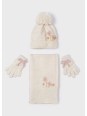 MAYORAL KOMPLET CZAPKA SZAL RĘKAWICZKI KREM   10110/70