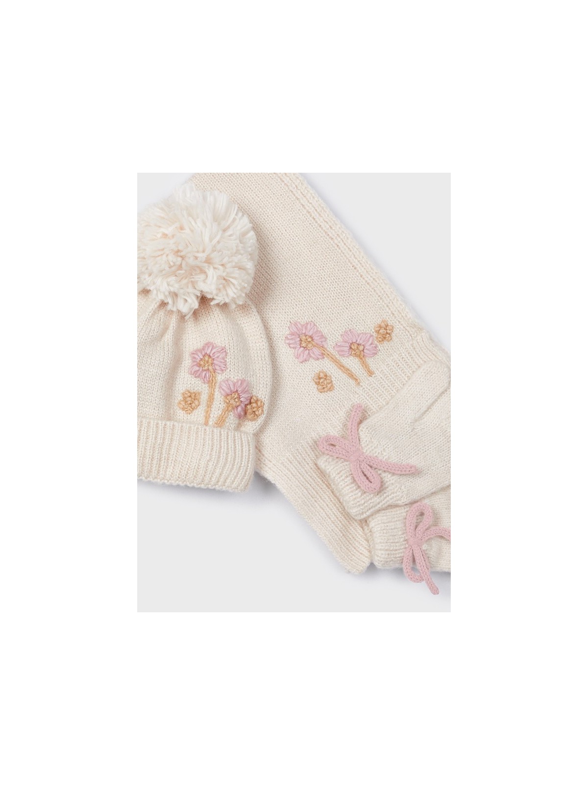 MAYORAL KOMPLET CZAPKA SZAL RĘKAWICZKI KREM   10110/70