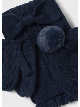 MAYORAL KOMPLET CZAPKA SZAL RĘKAWICZKI GRANAT  10016/46