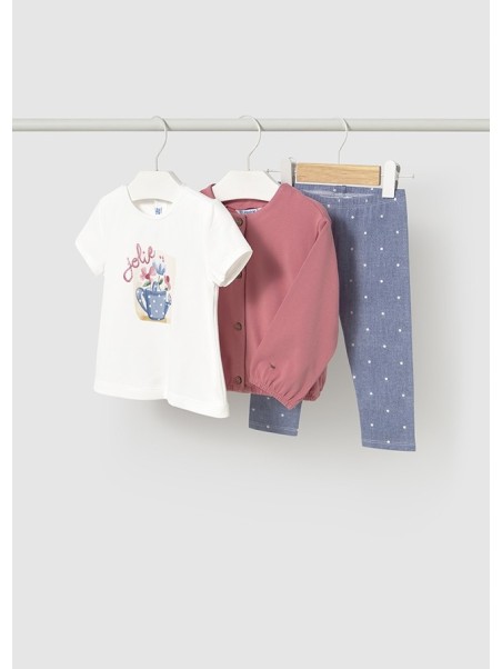 MAYORAL KOMPLET KOSZULKA BLUZA LEGINSY KORAL  1737/91