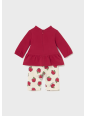 MAYORAL NEWBORN KOMPLET BLUZA CZERWONA LEGINSY W JABŁUSZKA 2634