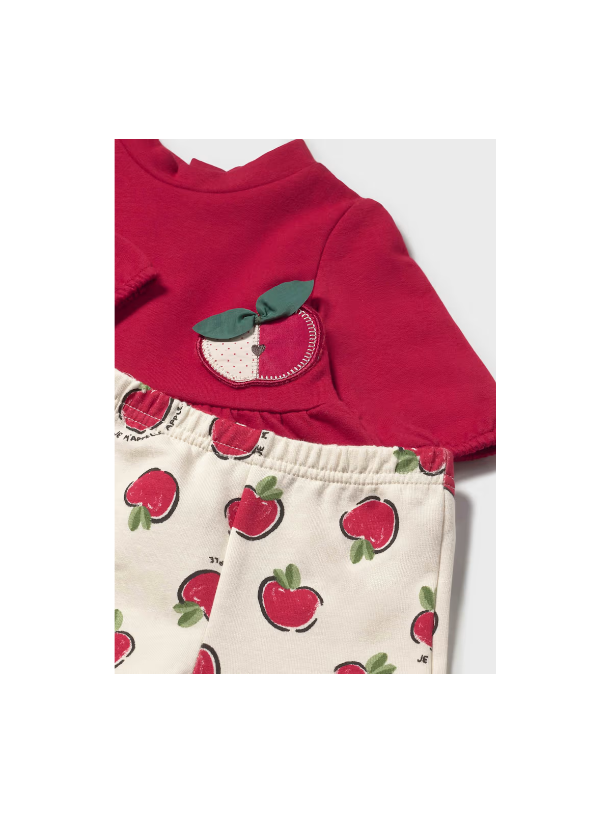 MAYORAL NEWBORN KOMPLET BLUZA CZERWONA LEGINSY W JABŁUSZKA 2634