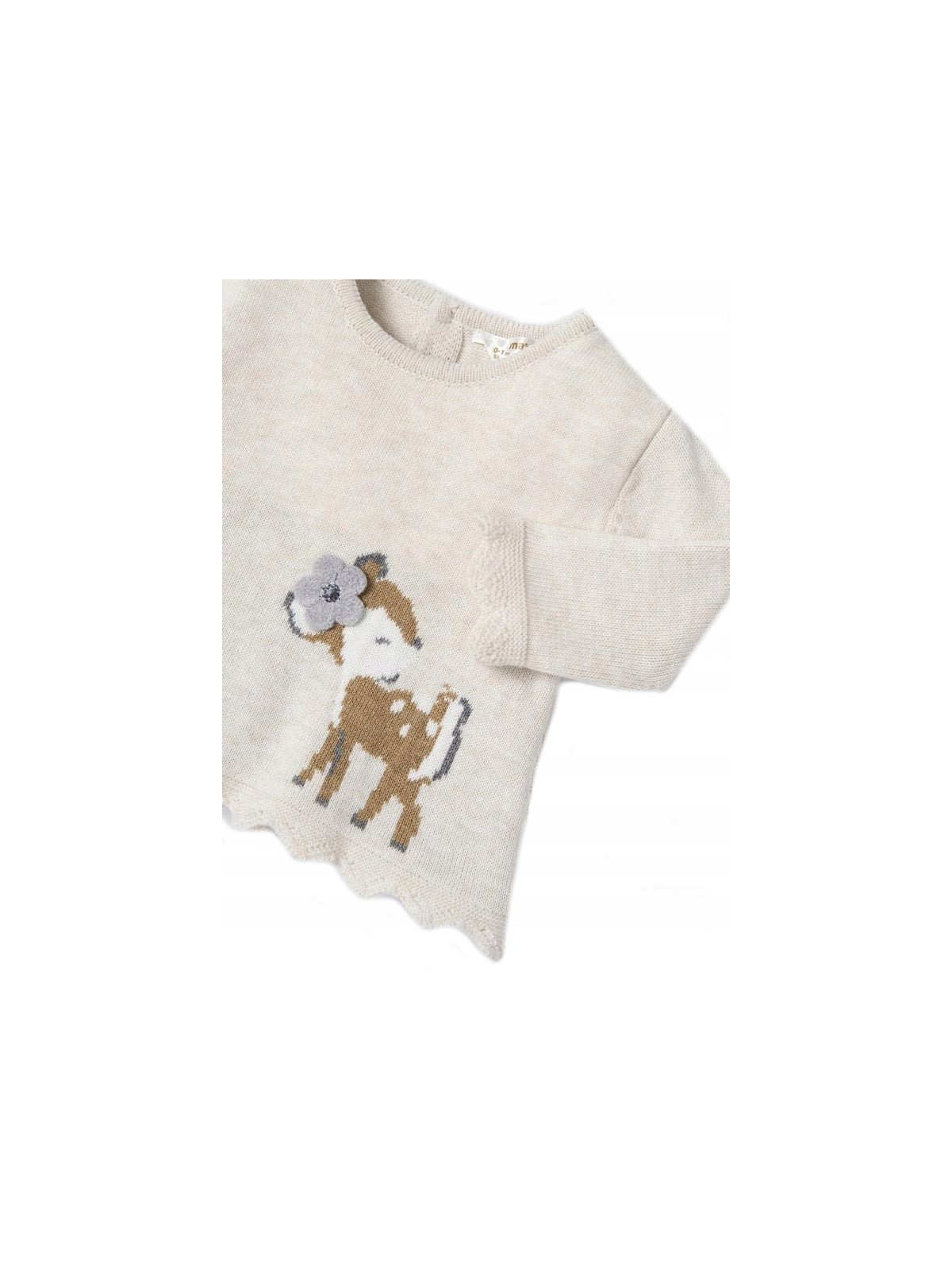 MAYORAL NEWBORN KOMPLET SWETER BEŻ SPODNIE W KRATKĘ 2595