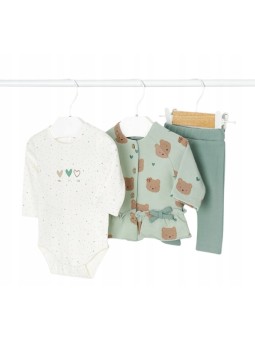 MAYORAL NEWBORN KOMPLET DLA DZIEWCZYNKI  BLUZA ROZPINANA BODY SPODNIE 2716/60