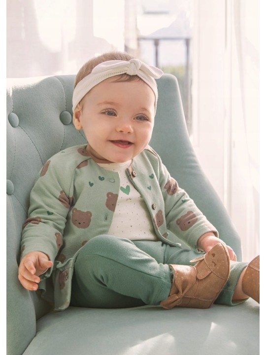 MAYORAL NEWBORN KOMPLET DLA DZIEWCZYNKI  BLUZA ROZPINANA BODY SPODNIE 2716/60