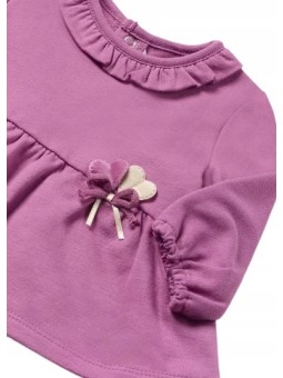 MAYORAL NEWBORN KOMPLET DLA DZIEWCZYNKI  BLUZA Z FALBANKĄ LEGINSY WELUROWE W SERDUSZKA KOMPLET009