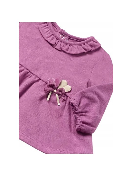 MAYORAL NEWBORN KOMPLET DLA DZIEWCZYNKI  BLUZA Z FALBANKĄ LEGINSY WELUROWE W SERDUSZKA KOMPLET009