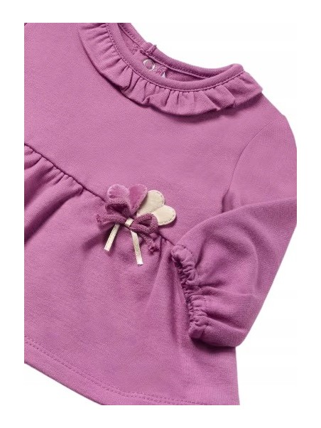 MAYORAL NEWBORN KOMPLET DLA DZIEWCZYNKI  BLUZA Z FALBANKĄ LEGINSY WELUROWE W SERDUSZKA KOMPLET009