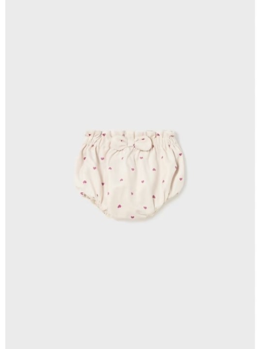 MAYORAL NEWBORN DZIEWCZĘCE BLOOMERSY SPODENKI W SERCA Z KOKARDKĄ - KREM 02246