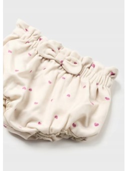 MAYORAL NEWBORN DZIEWCZĘCE BLOOMERSY SPODENKI W SERCA Z KOKARDKĄ - KREM 02246