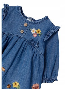 MAYORAL NEWBORN SUKIENKA JEANSOWA KWIATKI HAFTY 2827