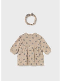 MAYORAL NEWBORN  SUKIENKA  DZIANINOWA BEŻ W SZARE GROSZKI 2807/14