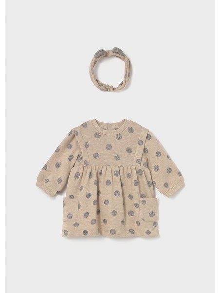 MAYORAL NEWBORN  SUKIENKA  DZIANINOWA BEŻ W SZARE GROSZKI 2807/14