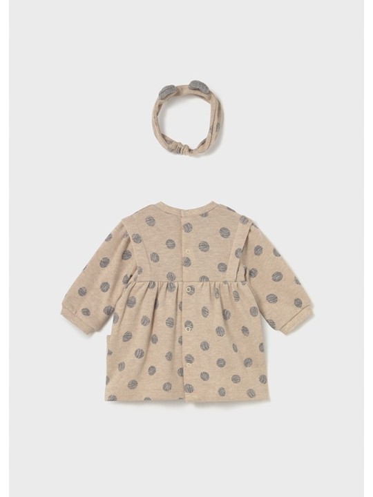 MAYORAL NEWBORN  SUKIENKA  DZIANINOWA BEŻ W SZARE GROSZKI 2807/14