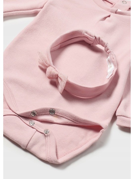 MAYORAL NEWBORN KOMPLET  BODY SPÓDNICZKA TIUL  OPASKA ROŻ 2814/30