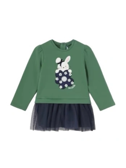 MAYORAL BABY  SUKIENKA DLA DZIEWCZYNKI GRANAT ZIELEŃ TIUL SUKIENKA004