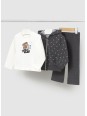 MAYORAL BABY KOMPLET BLUZA Z ROZPIANA W SREBRNE GWIAZDKI KOSZULKA KREM LEGINSY DZWONY 2842