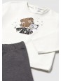 MAYORAL BABY KOMPLET BLUZA Z ROZPIANA W SREBRNE GWIAZDKI KOSZULKA KREM LEGINSY DZWONY 2842