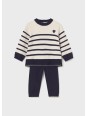 MAYORAL BABY KOMPLET DZIANINOWY SWETER SPODNIE GRANAT BEŻ 2595