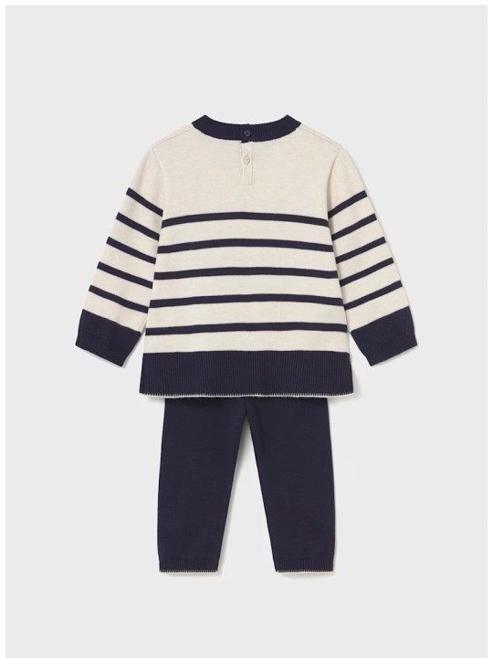 MAYORAL BABY KOMPLET DZIANINOWY SWETER SPODNIE GRANAT BEŻ 2595