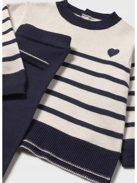 MAYORAL BABY KOMPLET DZIANINOWY SWETER SPODNIE GRANAT BEŻ 2595