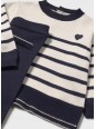 MAYORAL BABY KOMPLET DZIANINOWY SWETER SPODNIE GRANAT BEŻ 2595