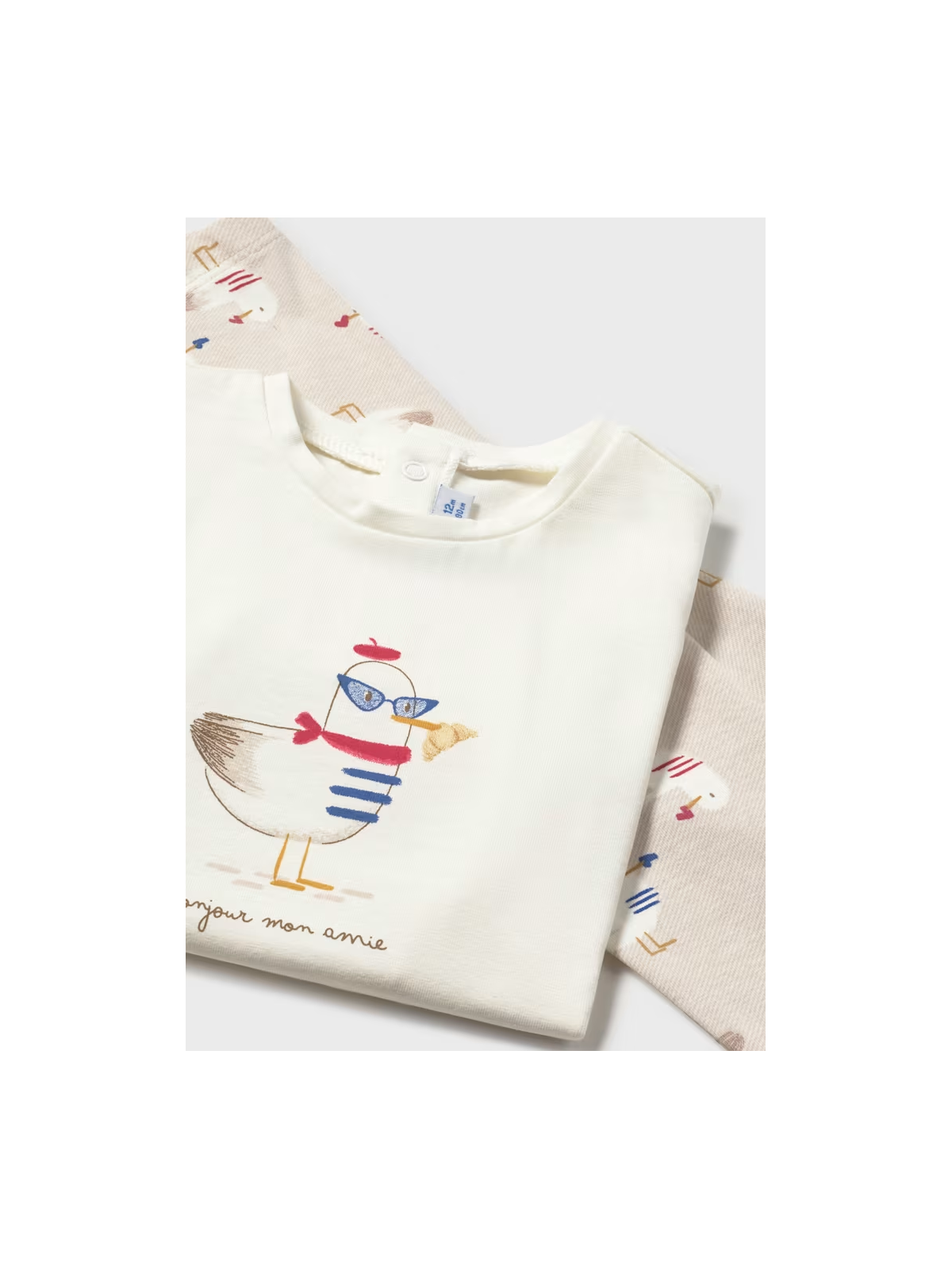 MAYORAL BABY KOMPLET KOSZULKA NA KRÓTKI RĘKAW  BOLERKO CZERWEONE LEGINSY Z NADRUKIEM 1749/87