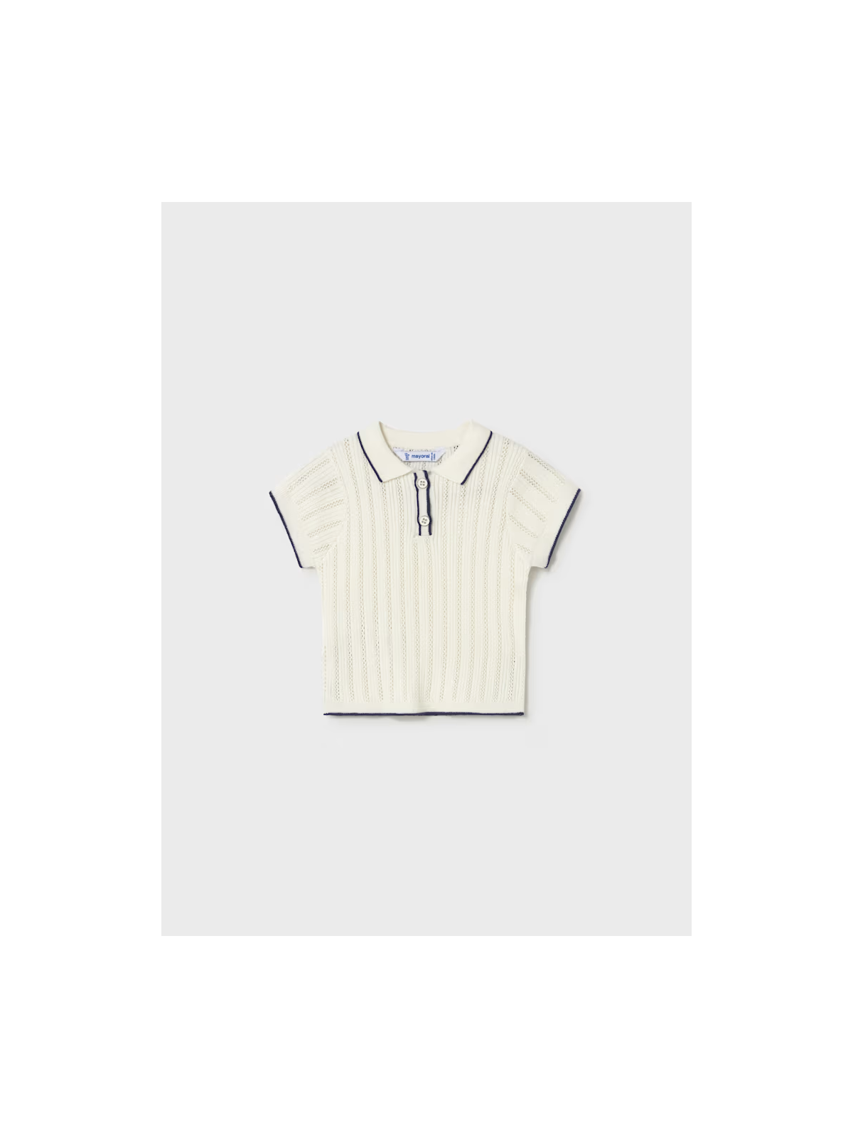 MAYORAL BABY DZIANINOWA KOSZULKA POLO NA KRÓTKI RĘKAW AŻUROWA DLA DZIEWCZYNKI KREM GRANAT 1104/26