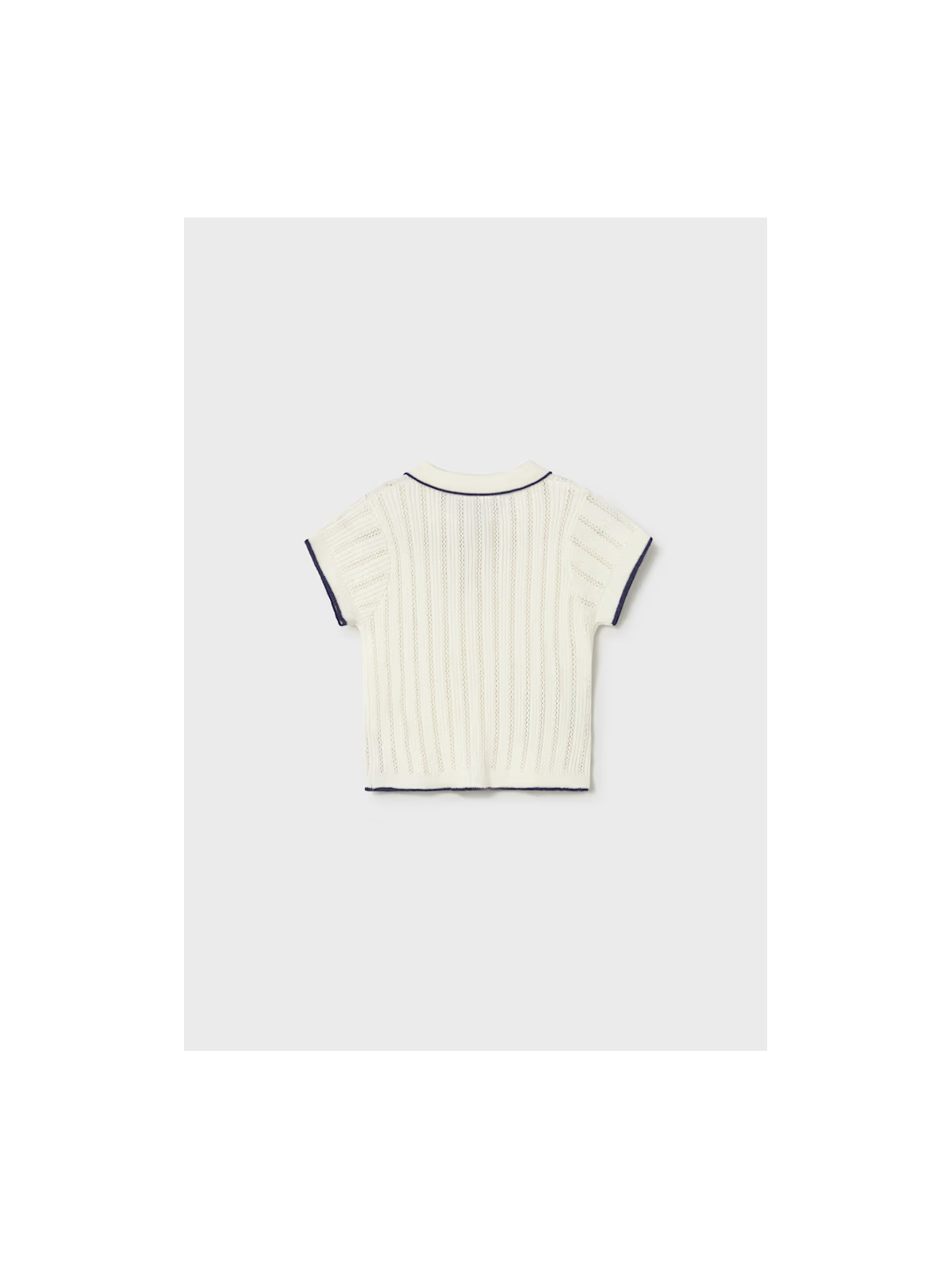 MAYORAL BABY DZIANINOWA KOSZULKA POLO NA KRÓTKI RĘKAW AŻUROWA DLA DZIEWCZYNKI KREM GRANAT 1104/26