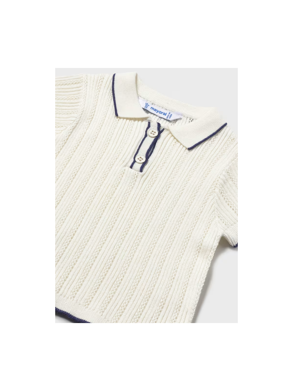 MAYORAL BABY DZIANINOWA KOSZULKA POLO NA KRÓTKI RĘKAW AŻUROWA DLA DZIEWCZYNKI KREM GRANAT 1104/26