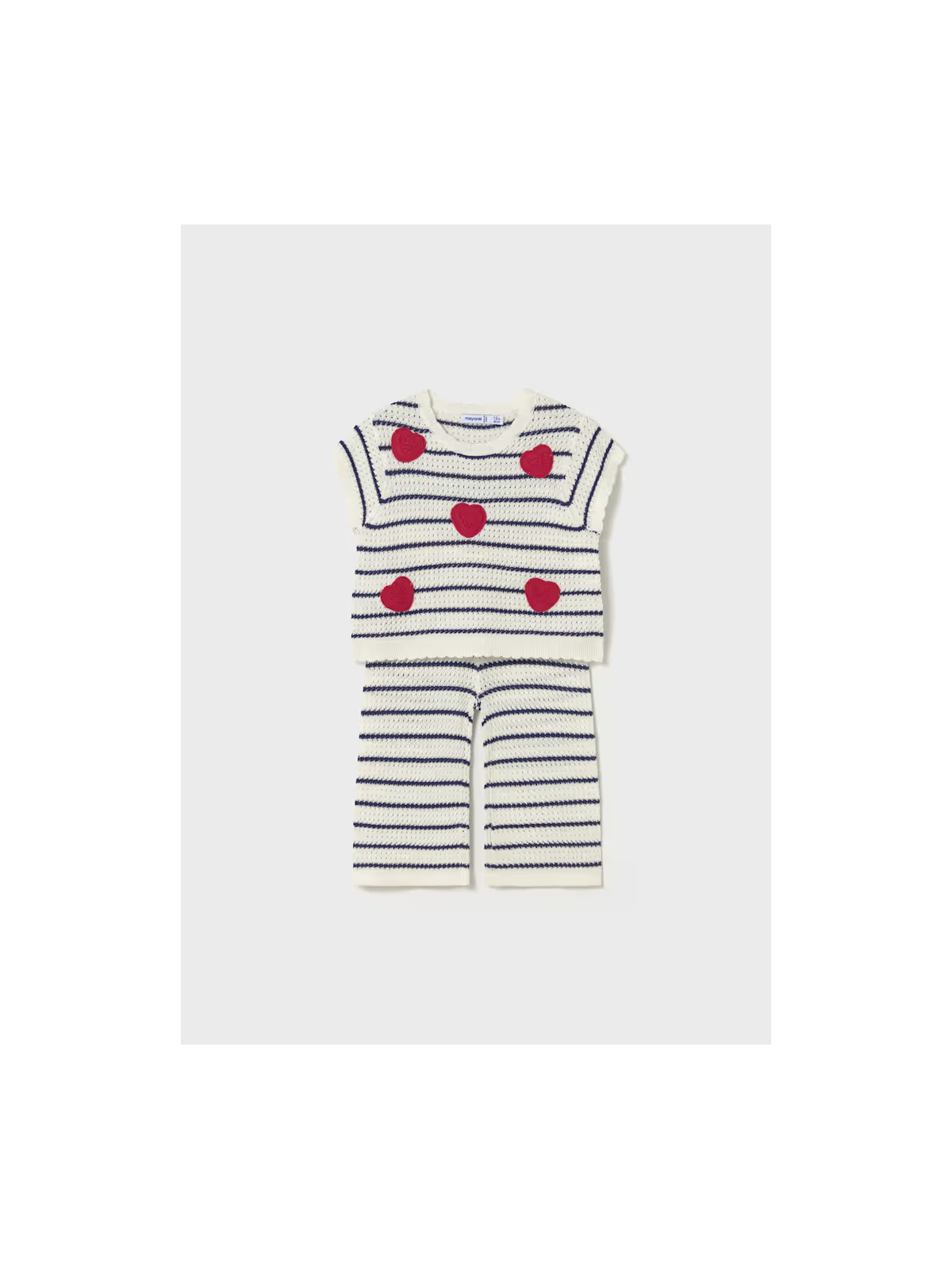 MAYORAL BABY KOMPLET AŻUROWY KOSZULKA NA KRÓTKI RĘKAW W SERDUSZKA SPODNIE 1516/26