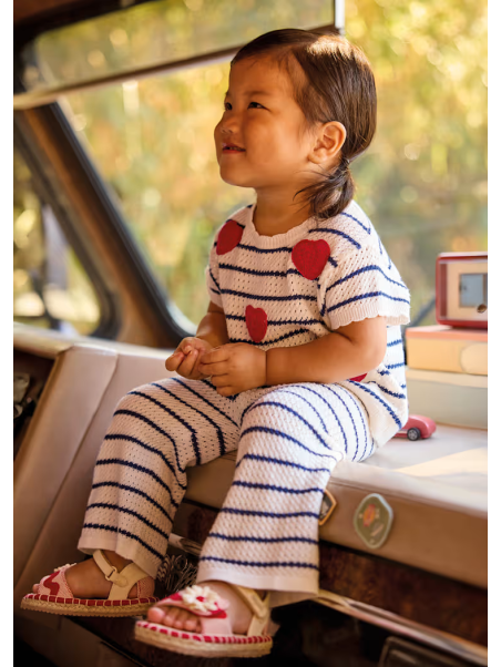 MAYORAL BABY KOMPLET AŻUROWY KOSZULKA NA KRÓTKI RĘKAW W SERDUSZKA SPODNIE 1516/26