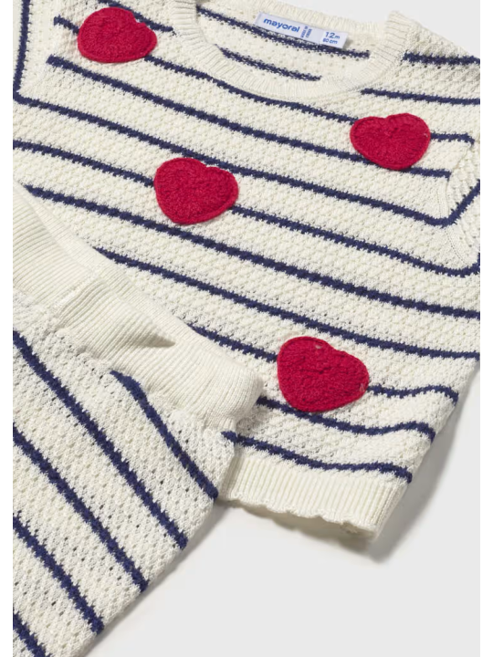 MAYORAL BABY KOMPLET AŻUROWY KOSZULKA NA KRÓTKI RĘKAW W SERDUSZKA SPODNIE 1516/26