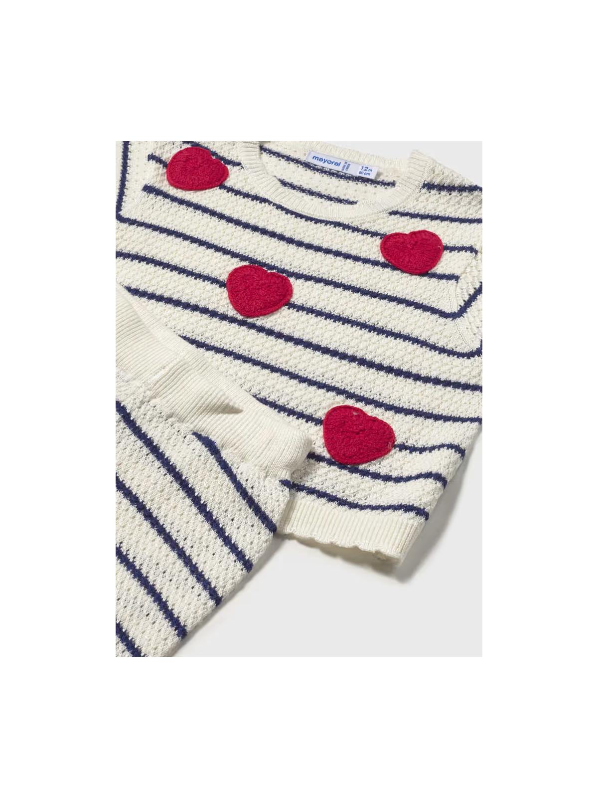 MAYORAL BABY KOMPLET AŻUROWY KOSZULKA NA KRÓTKI RĘKAW W SERDUSZKA SPODNIE 1516/26