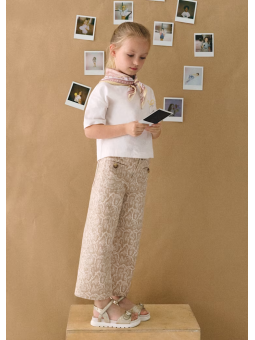 MAYORAL SPODNIE JEANSY SZEROKIE BRĄZ BEŻ 3587/20