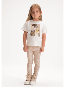 MAYORAL KOMPLET DLA DZIEWCZYNKI KOSZULKA NA KRÓTKI RĘKAW LEGINSY 3727/36