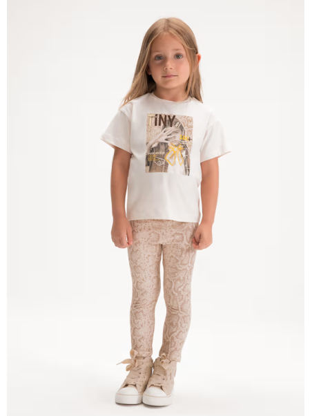 MAYORAL KOMPLET DLA DZIEWCZYNKI KOSZULKA NA KRÓTKI RĘKAW LEGINSY 3727/36