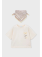 MAYORAL KOSZULKA NA KRÓTKI RĘKAW DLA DZIEWCZYNKI KREM CHUSTKA 3009/88
