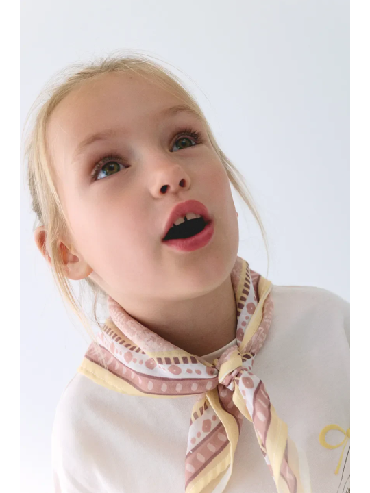 MAYORAL KOSZULKA NA KRÓTKI RĘKAW DLA DZIEWCZYNKI KREM CHUSTKA 3009/88