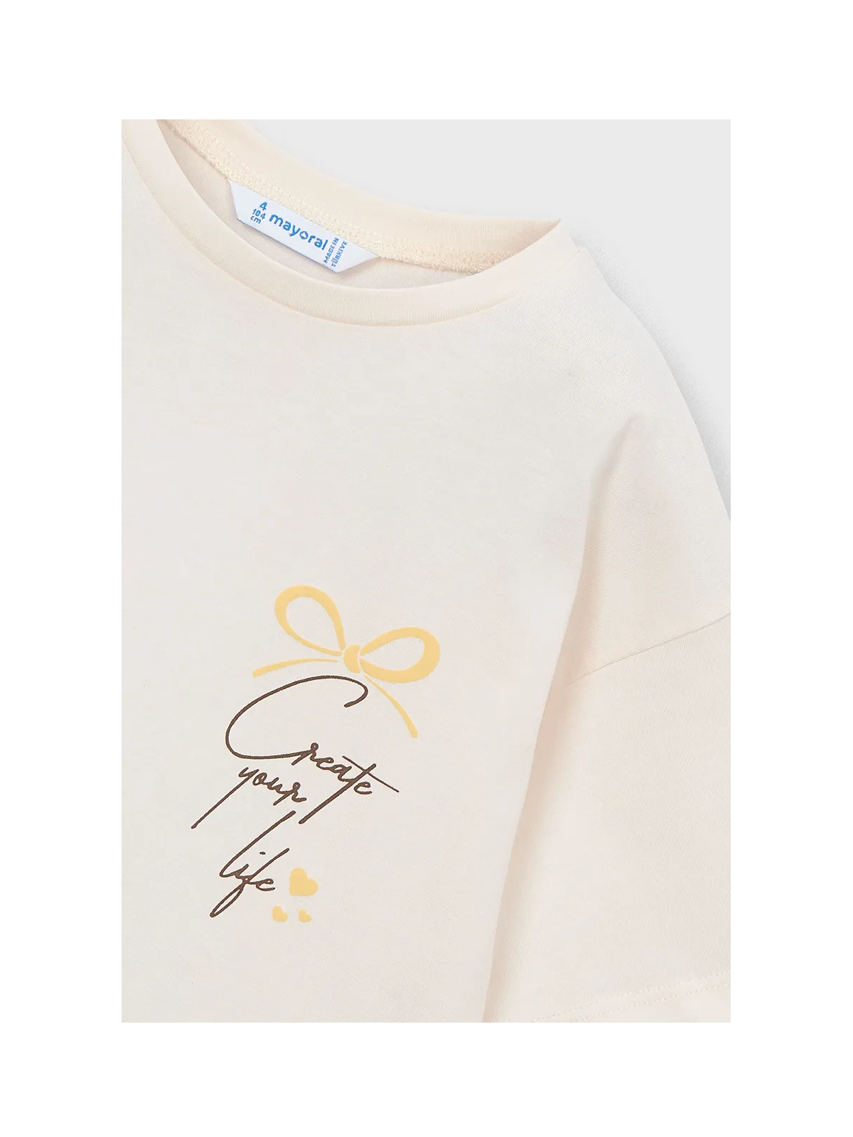 MAYORAL KOSZULKA NA KRÓTKI RĘKAW DLA DZIEWCZYNKI KREM CHUSTKA 3009/88