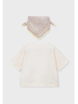 MAYORAL KOSZULKA NA KRÓTKI RĘKAW DLA DZIEWCZYNKI KREM CHUSTKA 3009/88