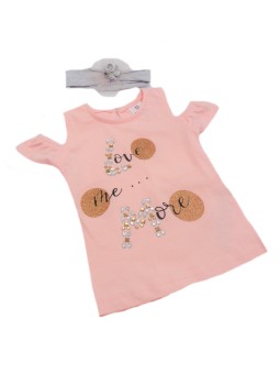 KOMPLET LETNI DLA DZIEWCZYNKI BLUZKA OPASKA PLUS LEGINSY BEBICO