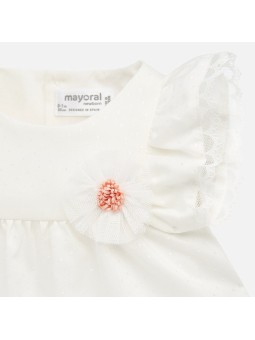 MAYORAL NEWBORN KOMPLET LETNI DLA DZIEWCZYNKI BLUZKA  PLUS SZORTY BRZOSKWINIOWE 1140 /9