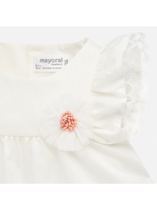 MAYORAL NEWBORN KOMPLET LETNI DLA DZIEWCZYNKI BLUZKA  PLUS SZORTY BRZOSKWINIOWE 1140 /9