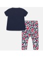 MAYORAL BABY KOMPLET LETNI DLA DZIEWCZYNKI BLUZKA  MISIU PLUS LEGINSY GRANAT CZERWONY BIAŁY 1716 10