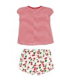 MAYORAL NEWBORN KOMPLET LETNI DLA DZIEWCZYNKI BLUZKA  W PASKI PLUS SZORTYW WISIENKI 1606 52