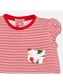 MAYORAL NEWBORN KOMPLET LETNI DLA DZIEWCZYNKI BLUZKA  W PASKI PLUS SZORTYW WISIENKI 1606 52