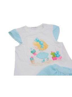 MAYORAL NEWBORN KOMPLET LETNI DLA DZIEWCZYNKI BLUZKA PLUS SPÓDNICZKA MAJTKI 1652